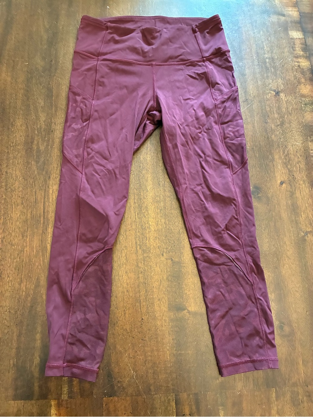 Lululemon Fast and Free Leggings 8 Crop 23" Burgundy Garnet Camo Mesh